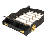 Full Pine Race Car Bed with Wheels & Storage