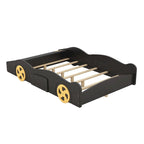 Full Pine Race Car Bed with Wheels & Storage
