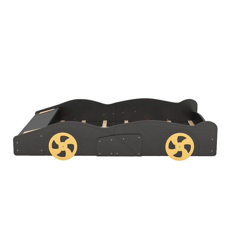 Full Pine Race Car Bed with Wheels & Storage