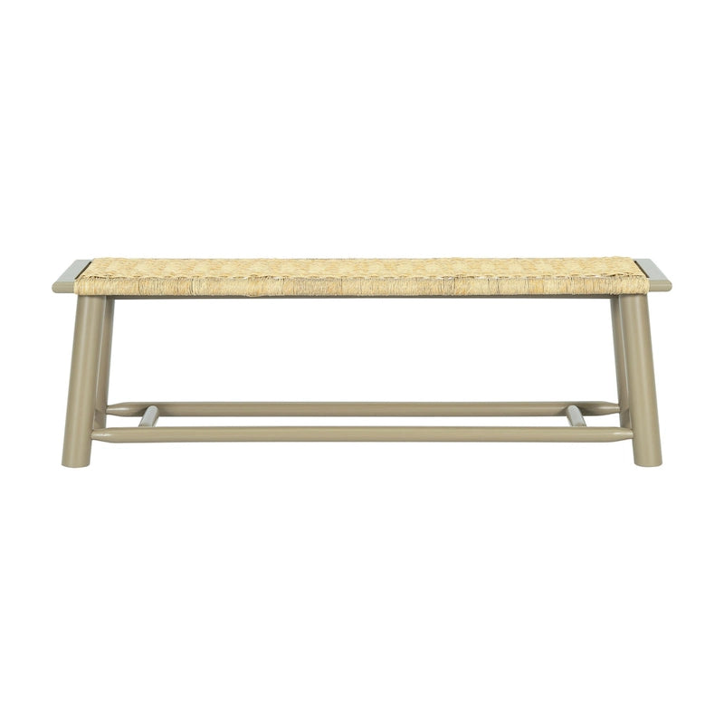 Farmhouse Modern Solid Wood Rattan Bench - 59 Inch Indoor & Covered Outdoor Bench Multi-Functional Design