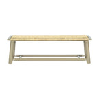 Farmhouse Modern Solid Wood Rattan Bench - 59 Inch Indoor & Covered Outdoor Bench Multi-Functional Design