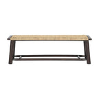 Farmhouse Modern Solid Wood Rattan Bench - 59 Inch Indoor & Covered Outdoor Bench Multi-Functional Design