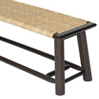 Farmhouse Modern Solid Wood Rattan Bench - 59 Inch Indoor & Covered Outdoor Bench Multi-Functional Design