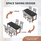 Modern 5-Piece Counter Height Dining Table Set, Faux Marble Bar Table and 4 Upholstered-Seat Chairs