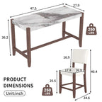 Modern 5-Piece Counter Height Dining Table Set, Faux Marble Bar Table and 4 Upholstered-Seat Chairs