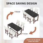 Modern 5-Piece Counter Height Dining Table Set, Faux Marble Bar Table and 4 Upholstered-Seat Chairs