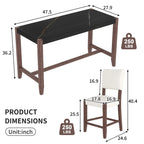 Modern 5-Piece Counter Height Dining Table Set, Faux Marble Bar Table and 4 Upholstered-Seat Chairs