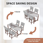 Modern 5-Piece Counter Height Dining Table Set, Faux Marble Bar Table and 4 Upholstered-Seat Chairs