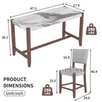 Modern 5-Piece Counter Height Dining Table Set, Faux Marble Bar Table and 4 Upholstered-Seat Chairs