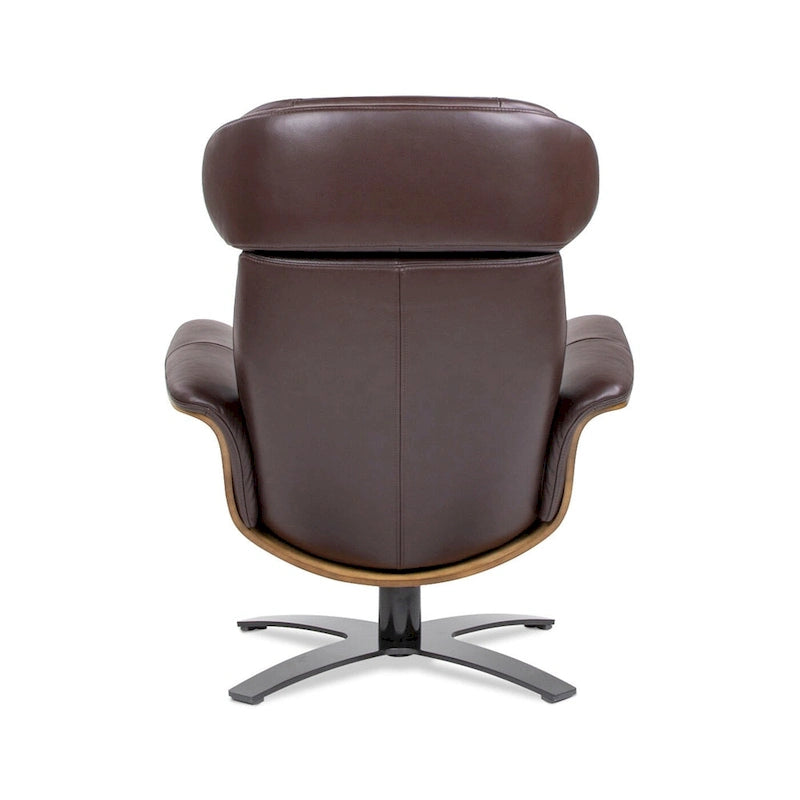 Jovan 31.5 Curved Wood Genuine Leather Recliner Lounge Chair
