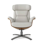 Jovan 31.5 Curved Wood Genuine Leather Recliner Lounge Chair