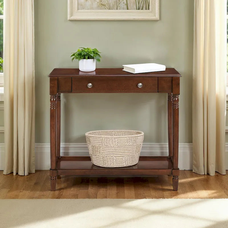Convenience Concepts French Country Manor No Tools 1 Drawer Hall Entryway Table with Shelf