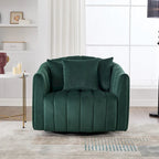 Oversized 360 Swivel Accent Barrel Chair and Half Cozy Sofa with 3 Pillows,Velvet Channel Tufted Pumpkin-Shape Club Armchair