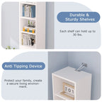 VECELO 70.9 Inches Tall Bathroom Narrow Linen Cabinet, 8 Tiers Solid Wood Freestanding Storage Cabinet