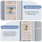 VECELO 70.9 Inches Tall Bathroom Narrow Linen Cabinet, 8 Tiers Solid Wood Freestanding Storage Cabinet