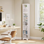 VECELO 70.9 Inches Tall Bathroom Narrow Linen Cabinet, 8 Tiers Solid Wood Freestanding Storage Cabinet