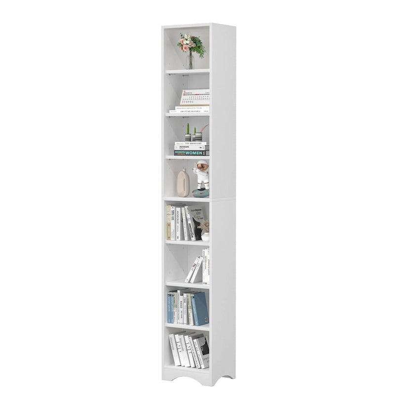 VECELO 70.9 Inches Tall Bathroom Narrow Linen Cabinet, 8 Tiers Solid Wood Freestanding Storage Cabinet