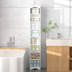 VECELO 70.9 Inches Tall Bathroom Narrow Linen Cabinet, 8 Tiers Solid Wood Freestanding Storage Cabinet