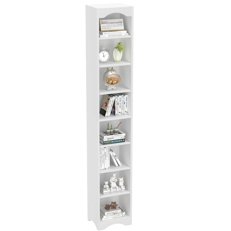 VECELO 70.9 Inches Tall Bathroom Narrow Linen Cabinet, 8 Tiers Solid Wood Freestanding Storage Cabinet