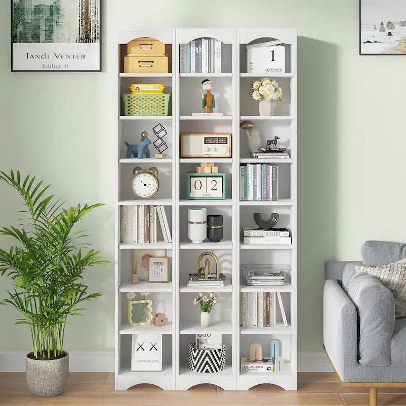 VECELO 70.9 Inches Tall Bathroom Narrow Linen Cabinet, 8 Tiers Solid Wood Freestanding Storage Cabinet