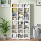 VECELO 70.9 Inches Tall Bathroom Narrow Linen Cabinet, 8 Tiers Solid Wood Freestanding Storage Cabinet