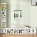 VECELO 70.9 Inches Tall Bathroom Narrow Linen Cabinet, 8 Tiers Solid Wood Freestanding Storage Cabinet