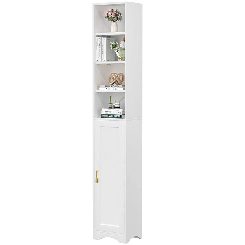 VECELO 70.9 Inches Tall Bathroom Narrow Linen Cabinet, 8 Tiers Solid Wood Freestanding Storage Cabinet