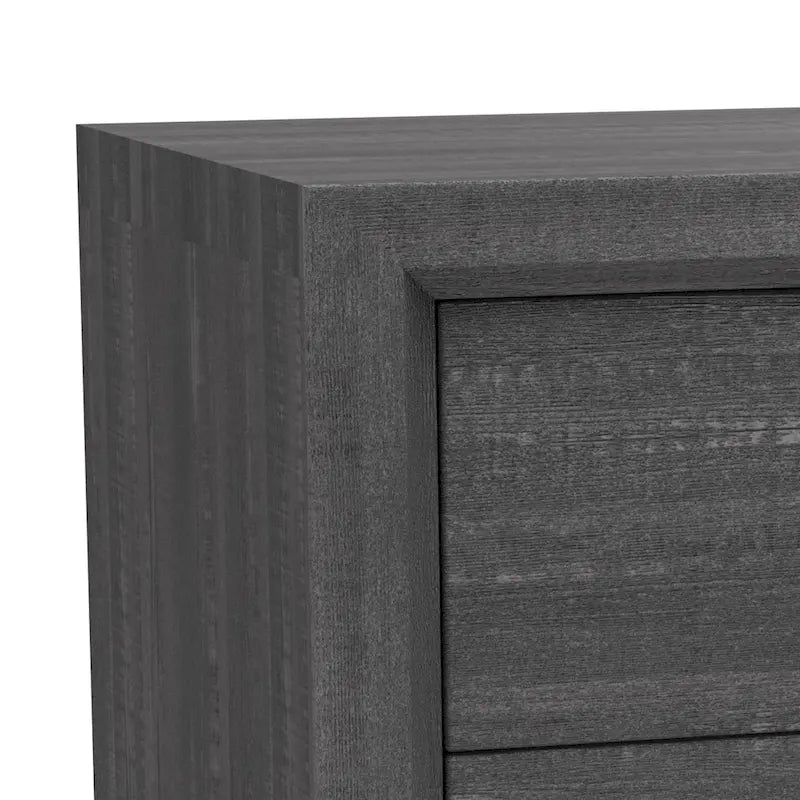 Contemporary Grey Solid Wood 2-Drawer Nightstand End Table