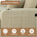 61 Contemporary Corduroy Loveseat Sofa with 2 Pillows and Cup Holder