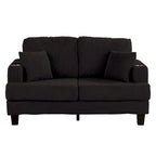 61 Contemporary Corduroy Loveseat Sofa with 2 Pillows and Cup Holder