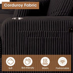 61 Contemporary Corduroy Loveseat Sofa with 2 Pillows and Cup Holder