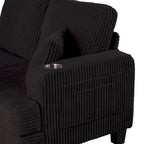 61 Contemporary Corduroy Loveseat Sofa with 2 Pillows and Cup Holder