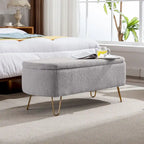 Faux Fur Entryway Bench Padded with Storage