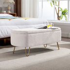 Faux Fur Entryway Bench Padded with Storage