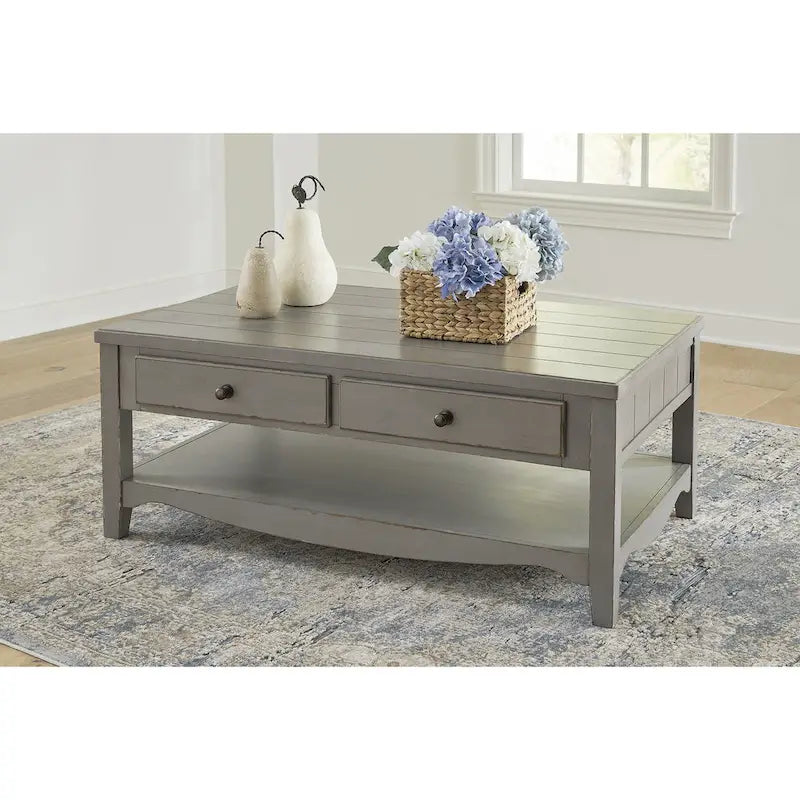  Charina Antique Gray Rectangular Coffee Table - 50W x 30D x 20H