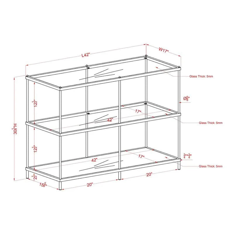 Scoles Contemporary 42-inch Glass 2-Shelf Sofa Table by