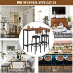 3-Piece Bistro Set, Dining Table and Upholstered Stools w/ Backrest