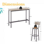 3-Piece Bistro Set, Dining Table and Upholstered Stools w/ Backrest