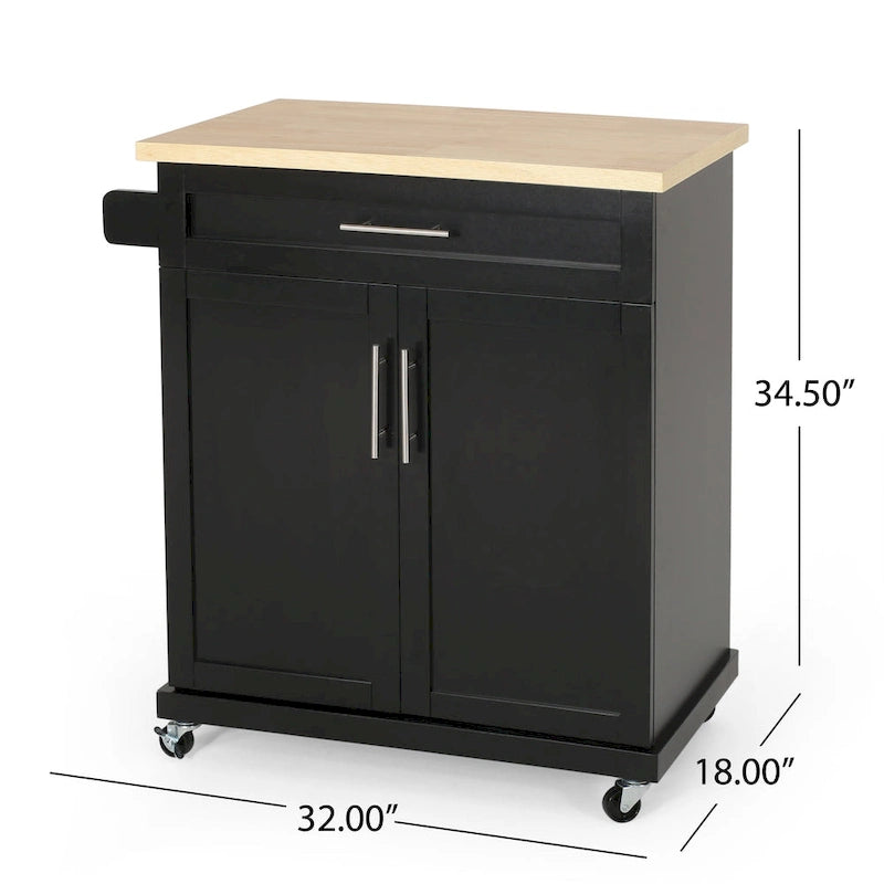 Batavia Indoor Kitchen Cart with Wheels by
