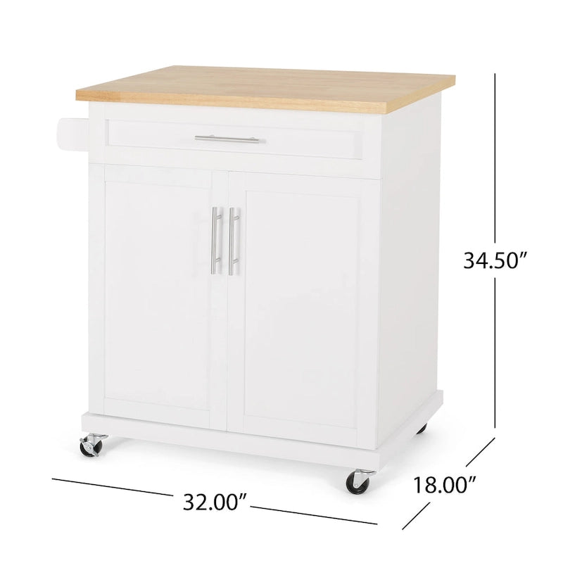 Batavia Indoor Kitchen Cart with Wheels by