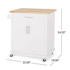 Batavia Indoor Kitchen Cart with Wheels by