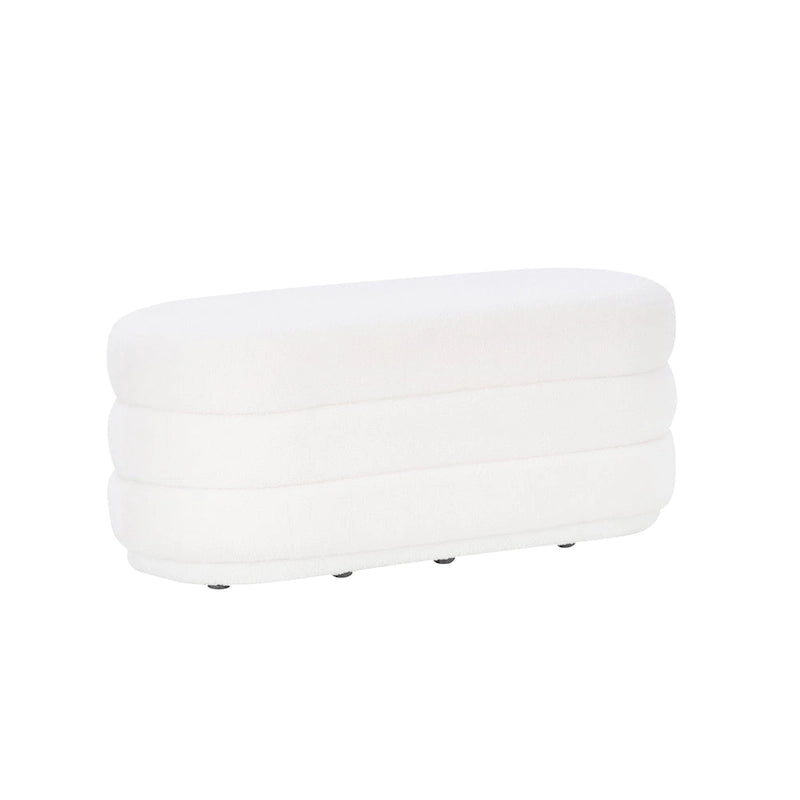 Halley White Oblong Sherpa Ottoman