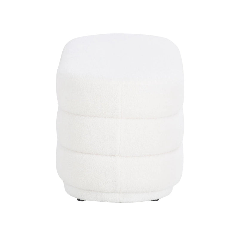 Halley White Oblong Sherpa Ottoman