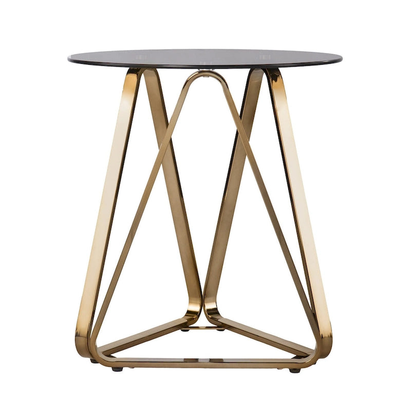 24 Champagne Glass And Iron Round End Table - 22x22x24.25