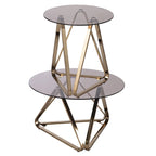 24 Champagne Glass And Iron Round End Table - 22x22x24.25