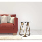 24 Champagne Glass And Iron Round End Table - 22x22x24.25