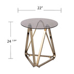 24 Champagne Glass And Iron Round End Table - 22x22x24.25