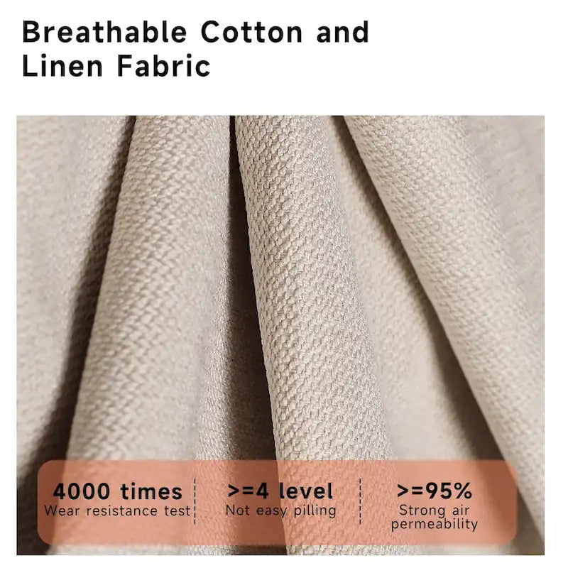 JASIWAY Modern 3-Seat Upholstered Cotton Linen Sofa,Beige