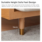 JASIWAY Modern 3-Seat Upholstered Cotton Linen Sofa,Beige