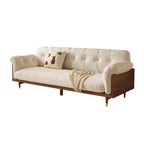 JASIWAY Modern 3-Seat Upholstered Cotton Linen Sofa,Beige
